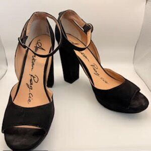 American Rag Black Suede Block Heel Sandals 10.5